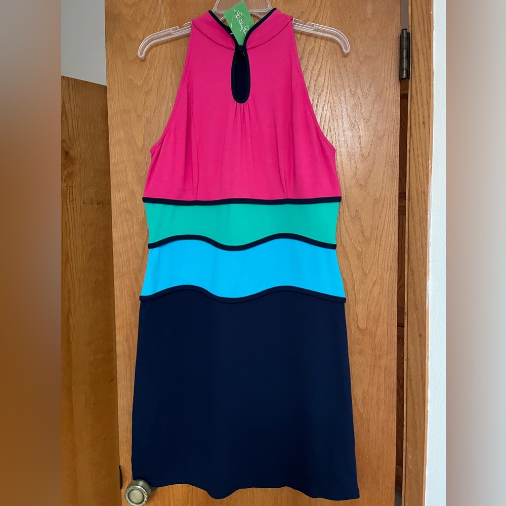 Colorblock Halter Dress - Pink, Teal, Blue, Navy NWT